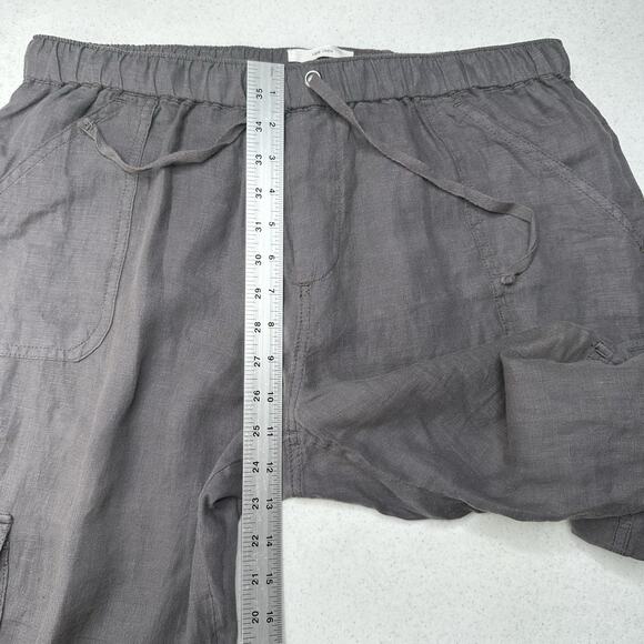 Nicole Miller Pants Womens Large Linen Cargo Jogger Gray Pull On Coastal Beach - Picture 8 of 14